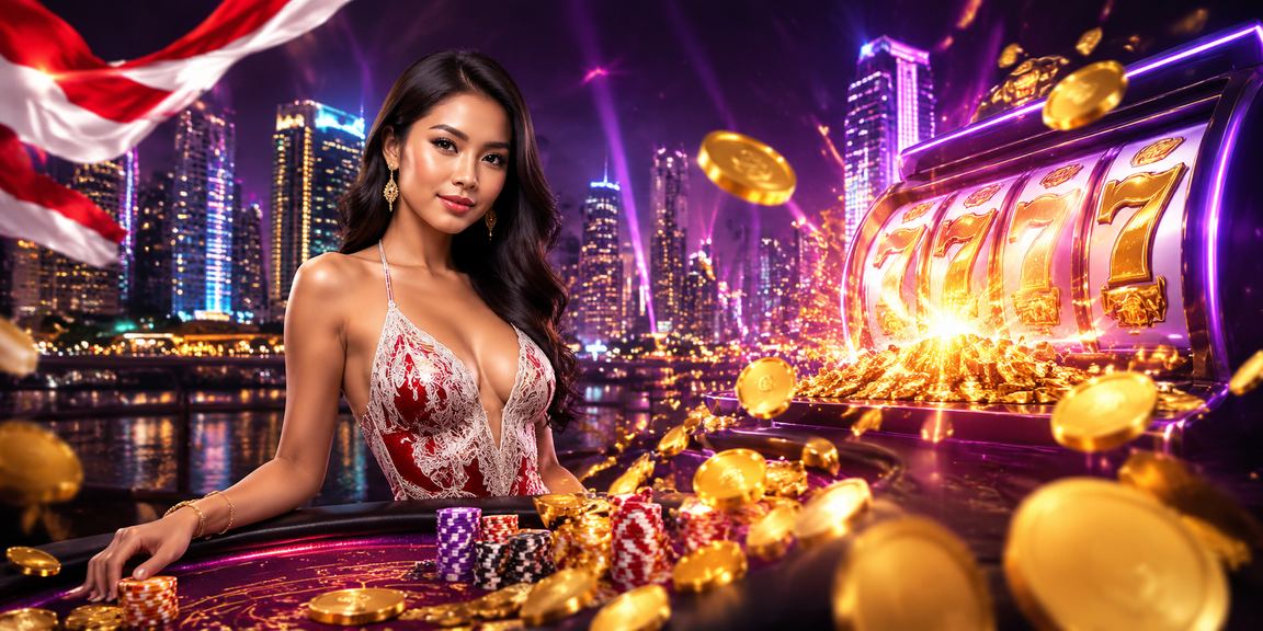 Tampilan permainan slot dengan lampu neon menunjukkan suasana hiburan malam yang aktif